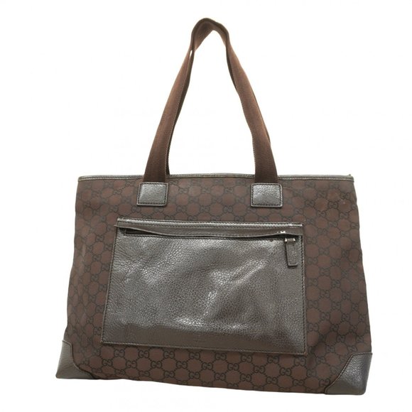 Gucci GG Nylon Tote Bag 180449 Brown Women's - Picture 1 of 13